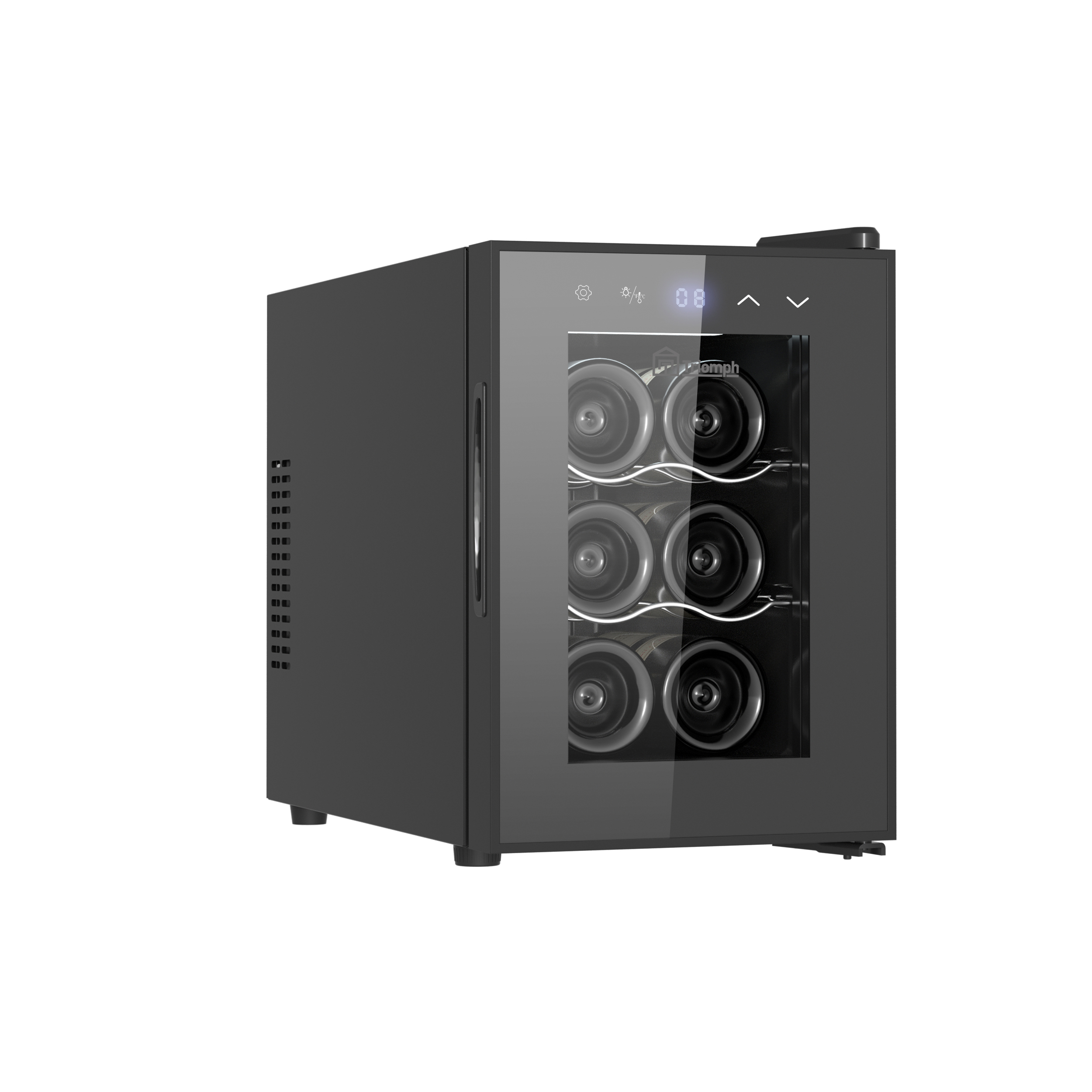 Cave à vin pour 12 bouteilles, porte vitrée, éclairage LED, écran
