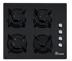 Table gaz 4 foyers verre noir