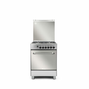 Cuisinière mixte 60x60cm inox 66L - fermeture douce - catalytique