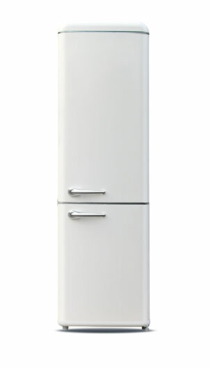 Combi réfrigérateur congélateur vintage, statique, Classe E , 252L , Crème , Distributeur d'eau