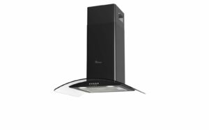 Hotte décorative verre galbé 60cm, 380m3 noire mécanique
