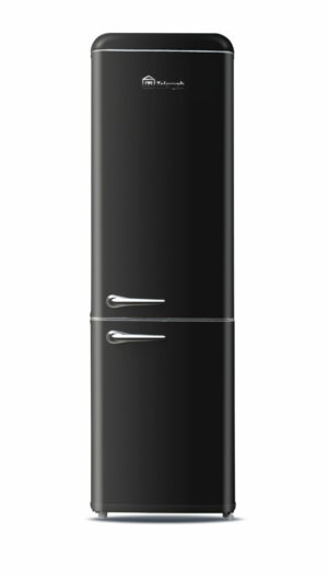 Combi réfrigérateur-congélateur vintage , statique , Classe E , 252L , Noir , Distributeur d'eau