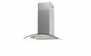 Hotte décorative verre galbé 60cm, 380m3 inox mécanique