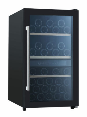 Cave à vin de service 47 bouteilles sous comptoir vitrée 2 zones