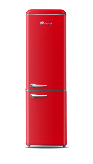 Combiné réfrigérateur-congélateur vintage, statique , Classe E , 252L , Rouge , Distributeur d'eau