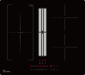 Plaque de cuisson induction avec hotte intégrée 60cm 2 zones + 1 zone flex , 7000W