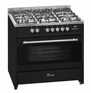 Cuisinière mixte 90x60cm noire four electrique semi professionnelle