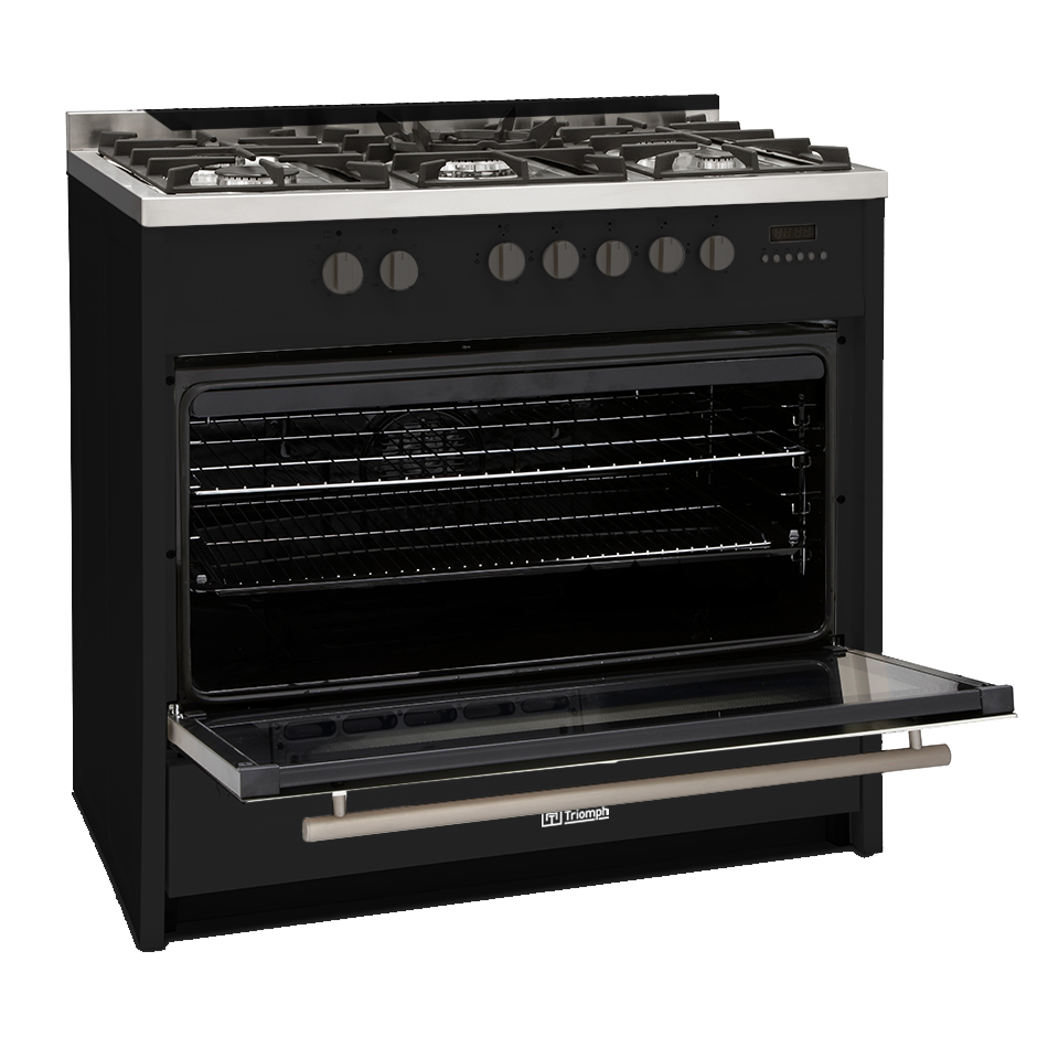 Cuisinière mixte 90x60cm noire four electrique semi professionnelle - TRCMC9065SPB
